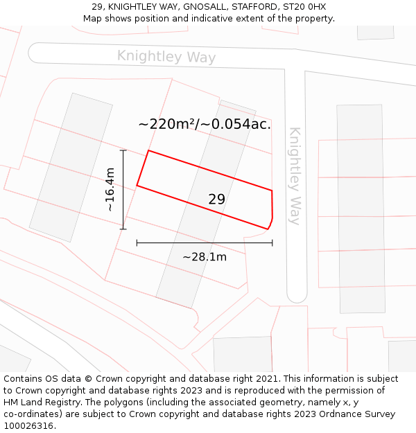 29, KNIGHTLEY WAY, GNOSALL, STAFFORD, ST20 0HX: Plot and title map