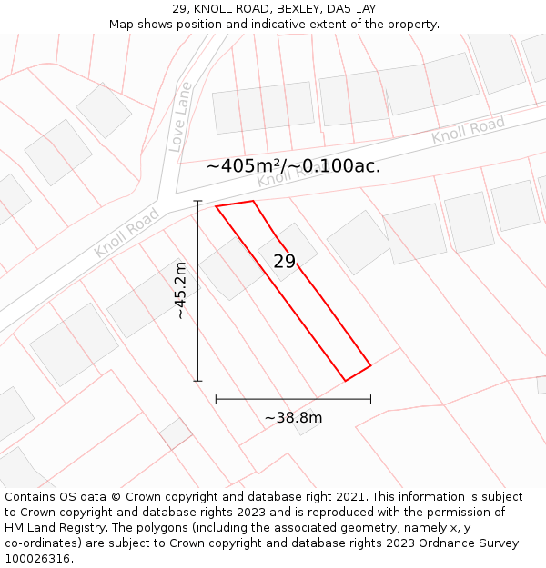 29, KNOLL ROAD, BEXLEY, DA5 1AY: Plot and title map