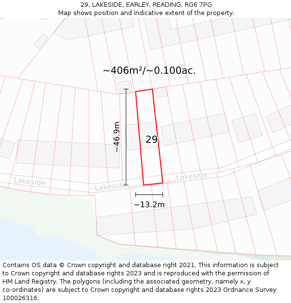 29, LAKESIDE, EARLEY, READING, RG6 7PG: Plot and title map