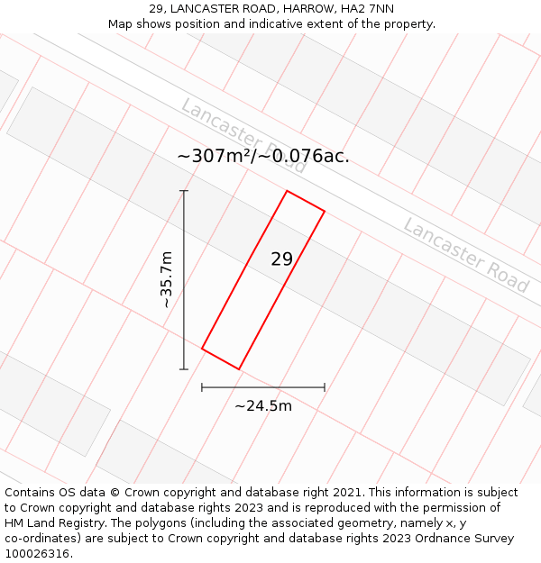 29, LANCASTER ROAD, HARROW, HA2 7NN: Plot and title map