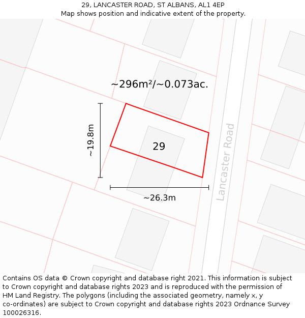 29, LANCASTER ROAD, ST ALBANS, AL1 4EP: Plot and title map
