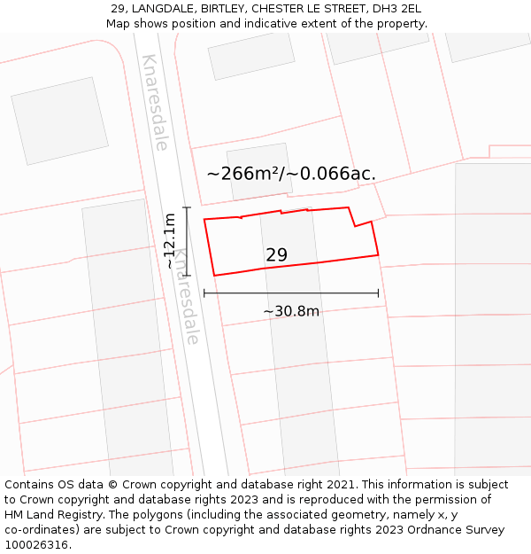 29, LANGDALE, BIRTLEY, CHESTER LE STREET, DH3 2EL: Plot and title map