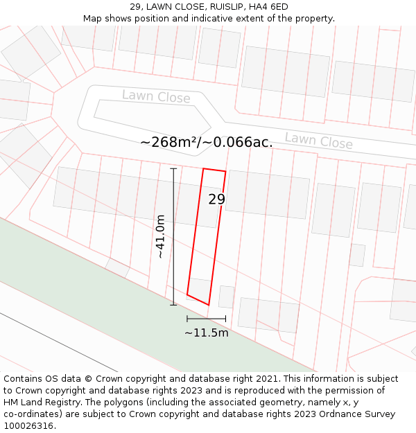29, LAWN CLOSE, RUISLIP, HA4 6ED: Plot and title map