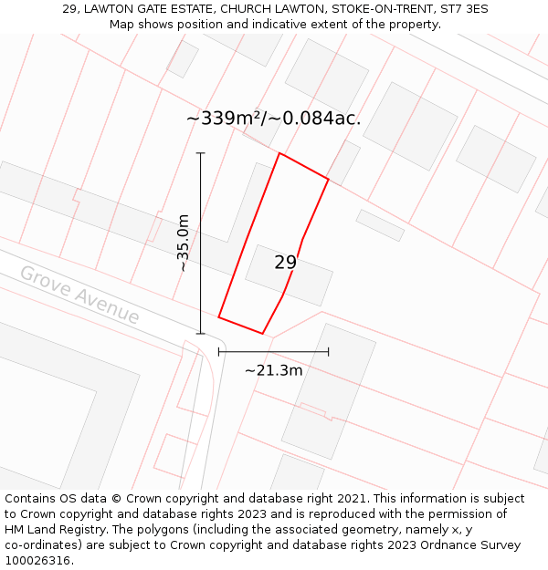 29, LAWTON GATE ESTATE, CHURCH LAWTON, STOKE-ON-TRENT, ST7 3ES: Plot and title map
