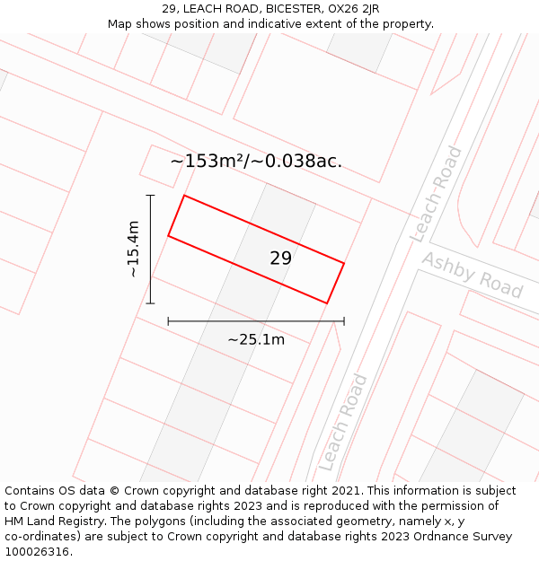 29, LEACH ROAD, BICESTER, OX26 2JR: Plot and title map