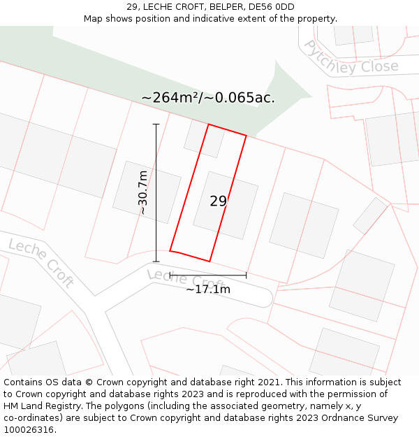 29, LECHE CROFT, BELPER, DE56 0DD: Plot and title map
