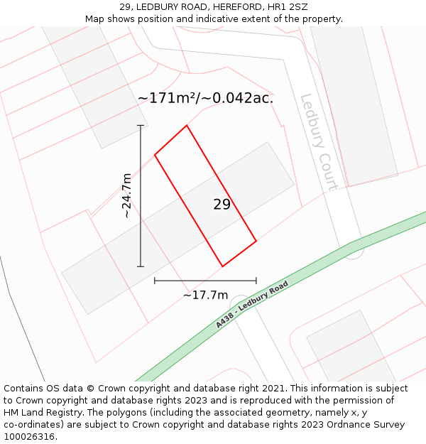 29, LEDBURY ROAD, HEREFORD, HR1 2SZ: Plot and title map