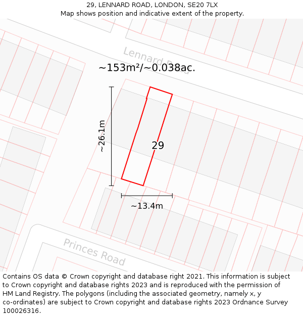 29, LENNARD ROAD, LONDON, SE20 7LX: Plot and title map