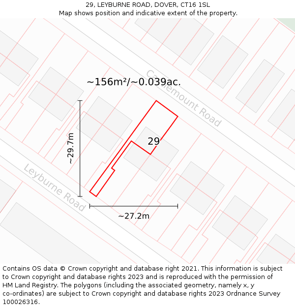 29, LEYBURNE ROAD, DOVER, CT16 1SL: Plot and title map