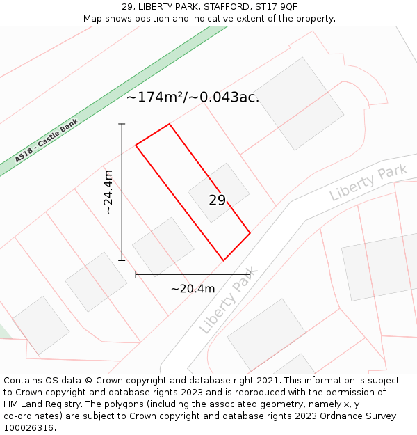 29, LIBERTY PARK, STAFFORD, ST17 9QF: Plot and title map