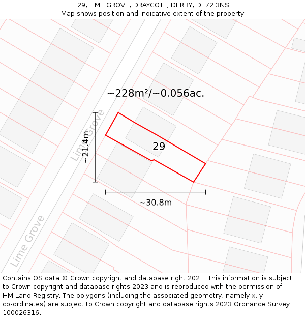 29, LIME GROVE, DRAYCOTT, DERBY, DE72 3NS: Plot and title map
