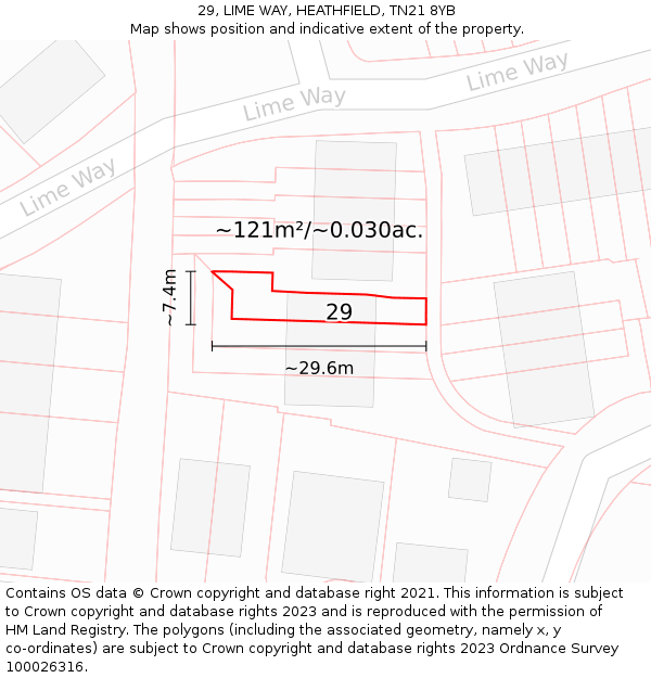 29, LIME WAY, HEATHFIELD, TN21 8YB: Plot and title map
