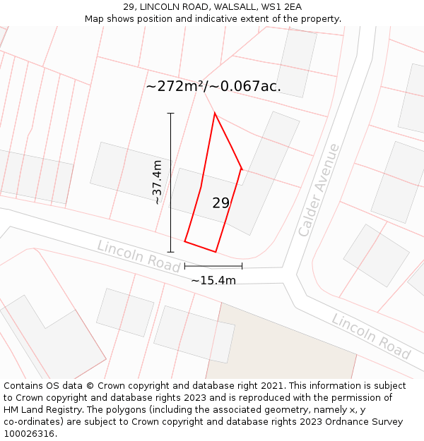 29, LINCOLN ROAD, WALSALL, WS1 2EA: Plot and title map