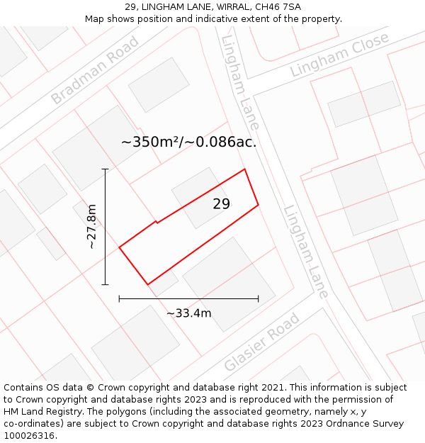 29, LINGHAM LANE, WIRRAL, CH46 7SA: Plot and title map