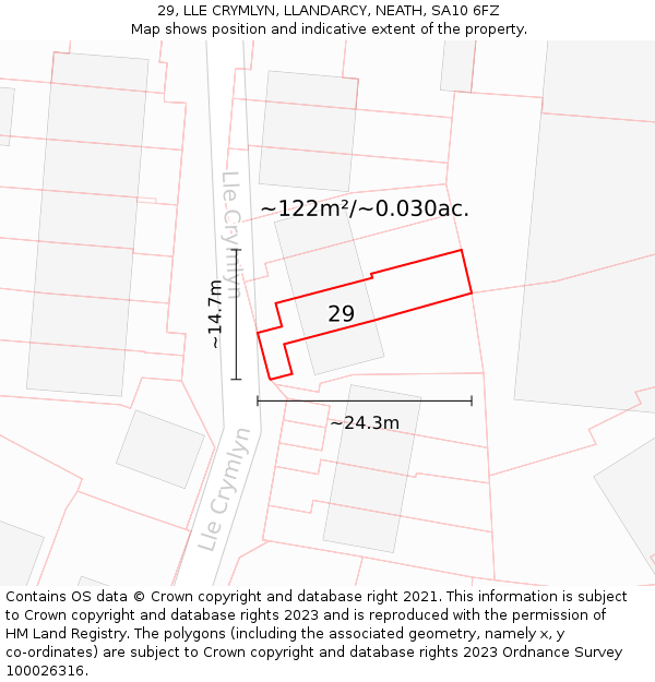 29, LLE CRYMLYN, LLANDARCY, NEATH, SA10 6FZ: Plot and title map