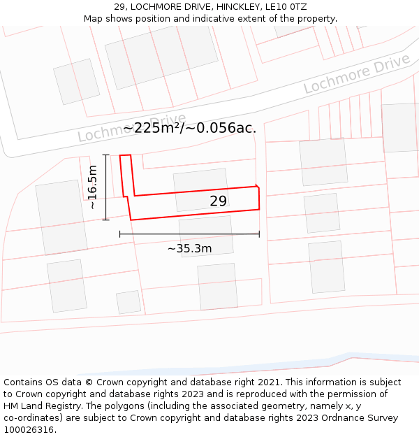 29, LOCHMORE DRIVE, HINCKLEY, LE10 0TZ: Plot and title map