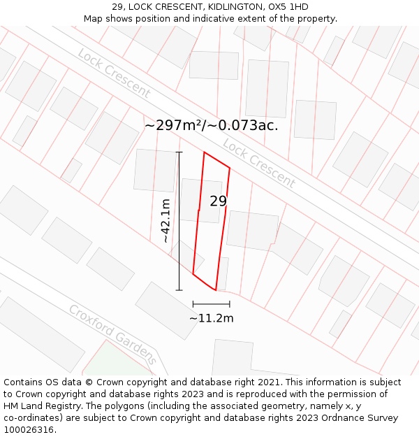 29, LOCK CRESCENT, KIDLINGTON, OX5 1HD: Plot and title map