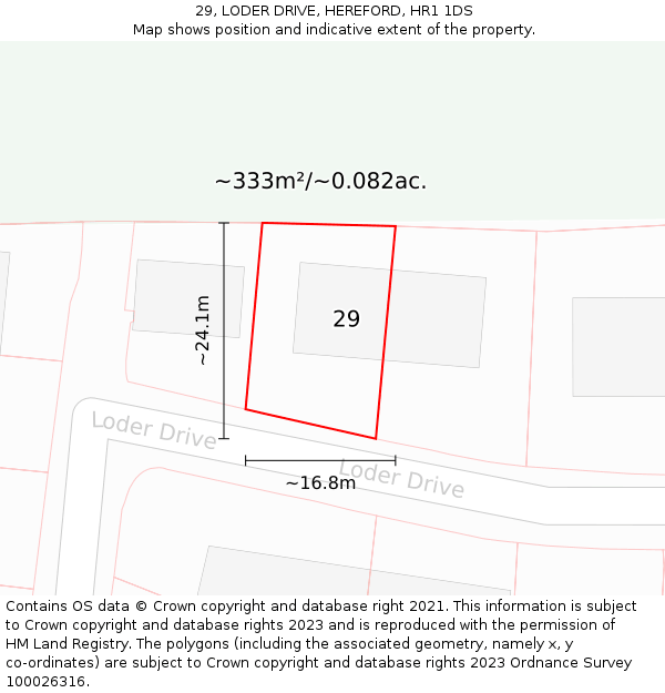 29, LODER DRIVE, HEREFORD, HR1 1DS: Plot and title map