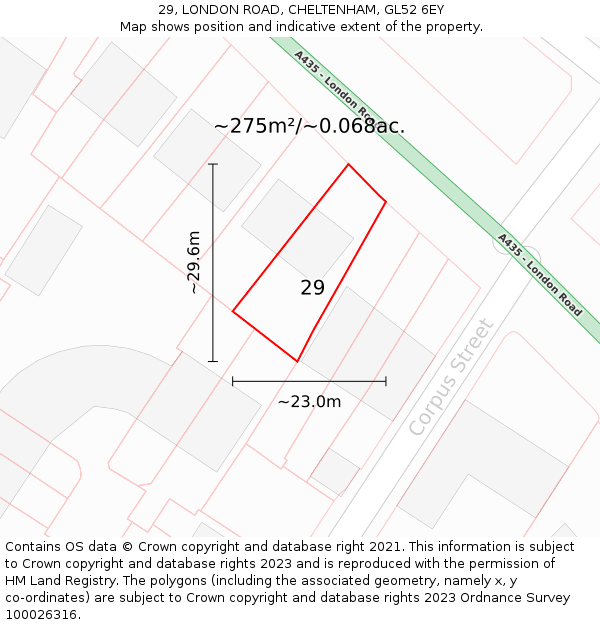 29, LONDON ROAD, CHELTENHAM, GL52 6EY: Plot and title map