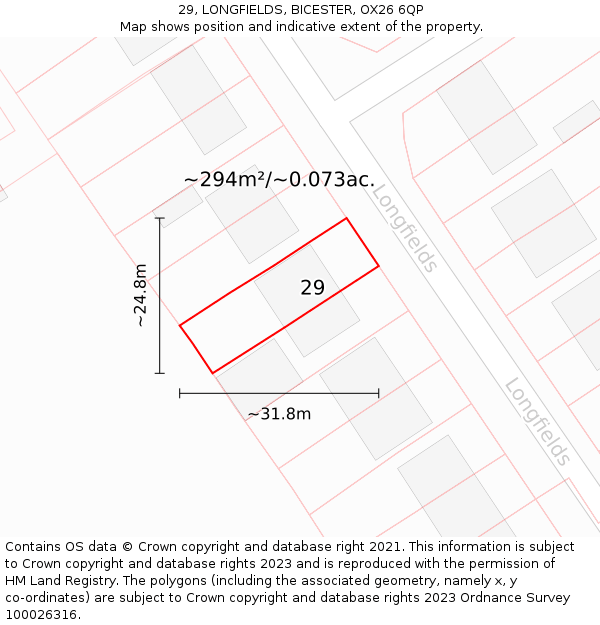 29, LONGFIELDS, BICESTER, OX26 6QP: Plot and title map