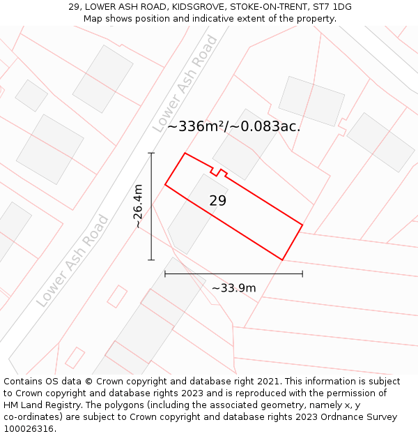 29, LOWER ASH ROAD, KIDSGROVE, STOKE-ON-TRENT, ST7 1DG: Plot and title map