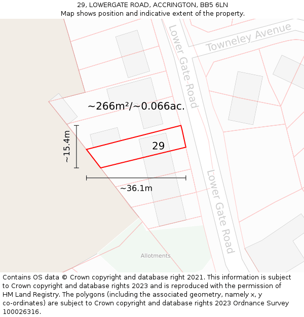29, LOWERGATE ROAD, ACCRINGTON, BB5 6LN: Plot and title map