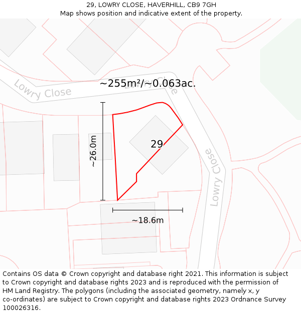 29, LOWRY CLOSE, HAVERHILL, CB9 7GH: Plot and title map