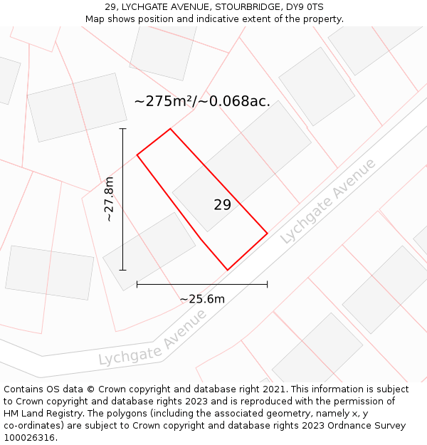 29, LYCHGATE AVENUE, STOURBRIDGE, DY9 0TS: Plot and title map