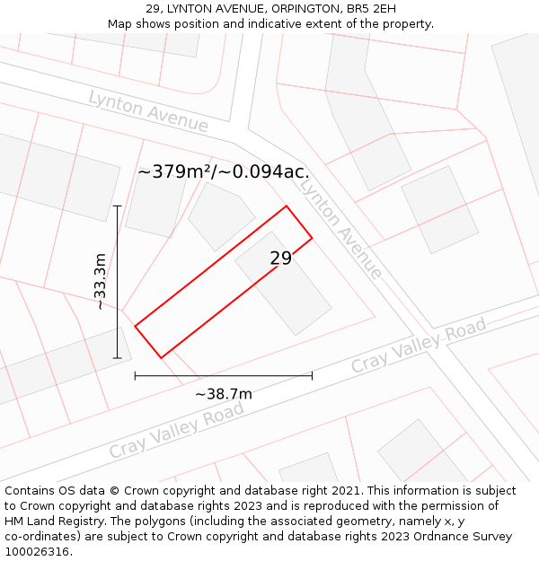 29, LYNTON AVENUE, ORPINGTON, BR5 2EH: Plot and title map