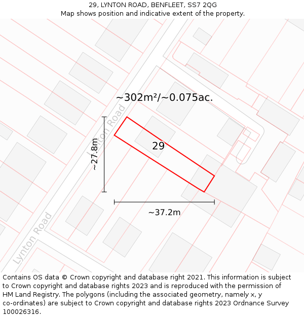 29, LYNTON ROAD, BENFLEET, SS7 2QG: Plot and title map