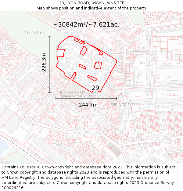 29, LYON ROAD, WIGAN, WN6 7ER: Plot and title map
