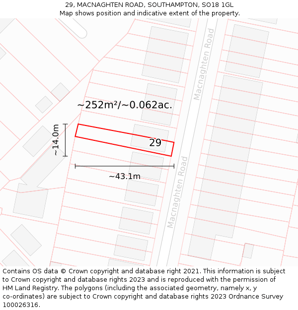 29, MACNAGHTEN ROAD, SOUTHAMPTON, SO18 1GL: Plot and title map