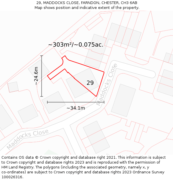 29, MADDOCKS CLOSE, FARNDON, CHESTER, CH3 6AB: Plot and title map