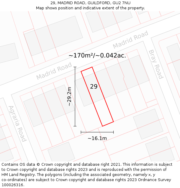 29, MADRID ROAD, GUILDFORD, GU2 7NU: Plot and title map