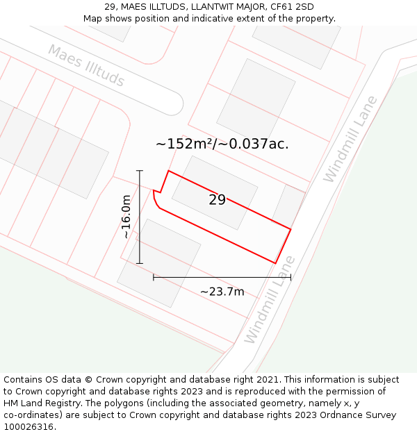 29, MAES ILLTUDS, LLANTWIT MAJOR, CF61 2SD: Plot and title map