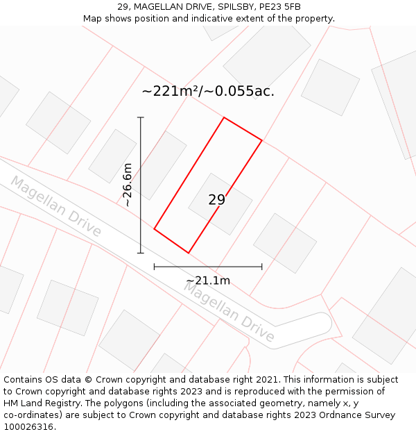 29, MAGELLAN DRIVE, SPILSBY, PE23 5FB: Plot and title map