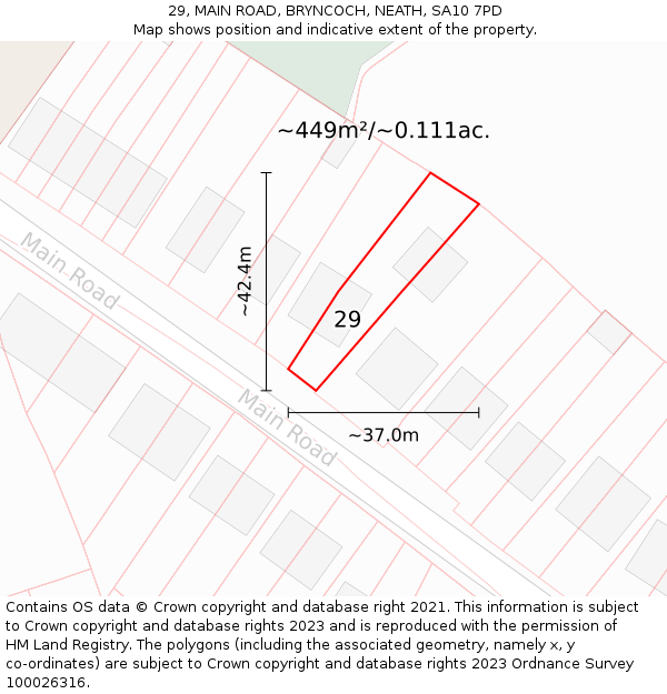 29, MAIN ROAD, BRYNCOCH, NEATH, SA10 7PD: Plot and title map