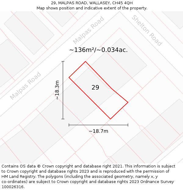 29, MALPAS ROAD, WALLASEY, CH45 4QH: Plot and title map