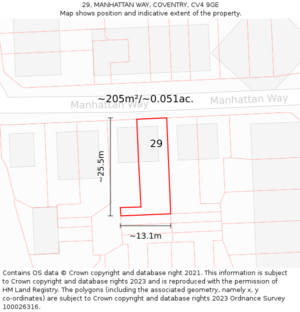 29, MANHATTAN WAY, COVENTRY, CV4 9GE: Plot and title map