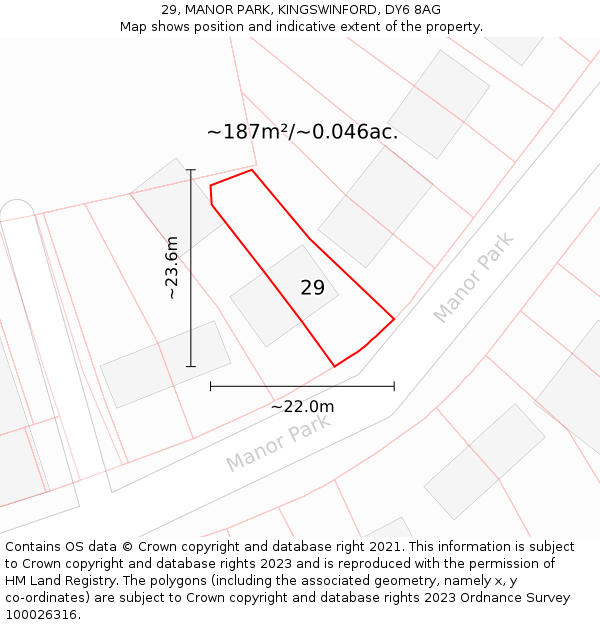 29, MANOR PARK, KINGSWINFORD, DY6 8AG: Plot and title map