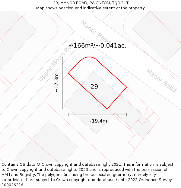 29, MANOR ROAD, PAIGNTON, TQ3 2HT: Plot and title map