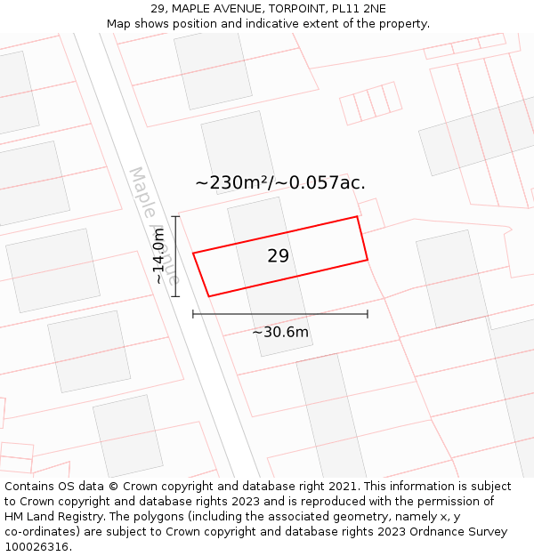29, MAPLE AVENUE, TORPOINT, PL11 2NE: Plot and title map