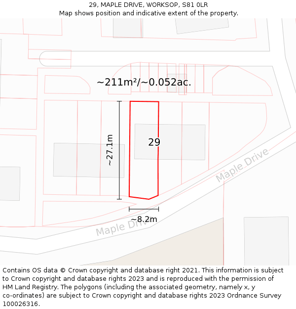 29, MAPLE DRIVE, WORKSOP, S81 0LR: Plot and title map