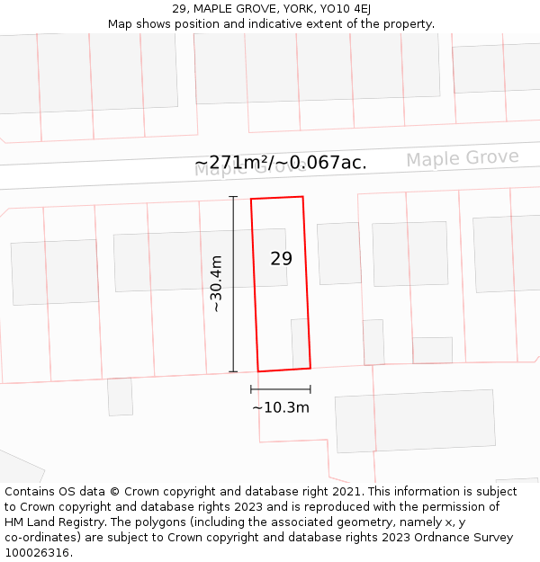 29, MAPLE GROVE, YORK, YO10 4EJ: Plot and title map