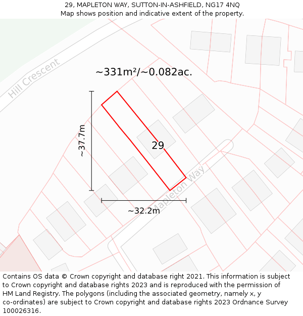 29, MAPLETON WAY, SUTTON-IN-ASHFIELD, NG17 4NQ: Plot and title map