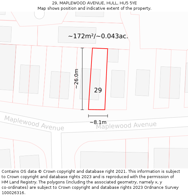 29, MAPLEWOOD AVENUE, HULL, HU5 5YE: Plot and title map