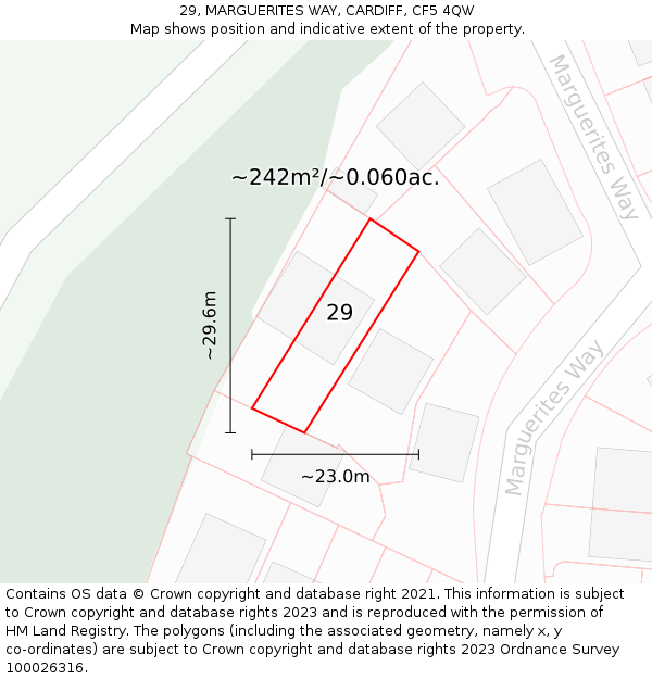 29, MARGUERITES WAY, CARDIFF, CF5 4QW: Plot and title map