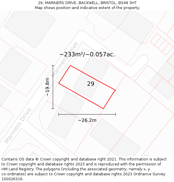 29, MARINERS DRIVE, BACKWELL, BRISTOL, BS48 3HT: Plot and title map