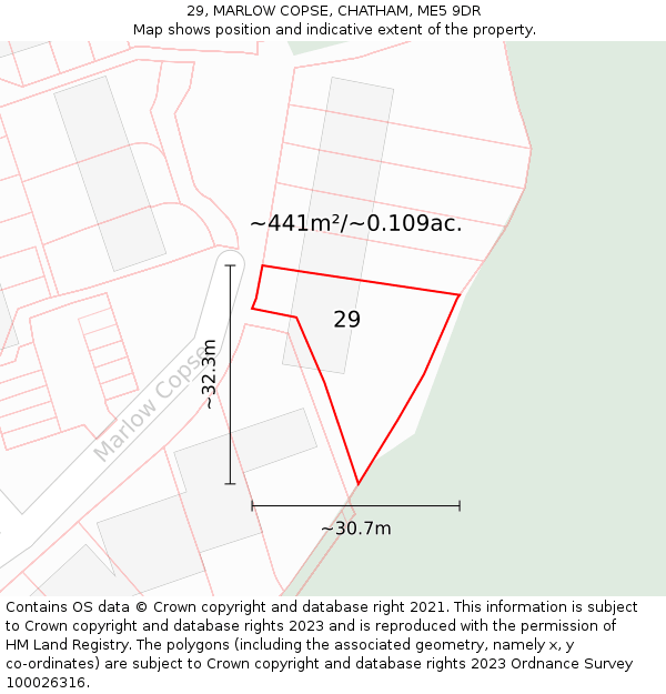 29, MARLOW COPSE, CHATHAM, ME5 9DR: Plot and title map