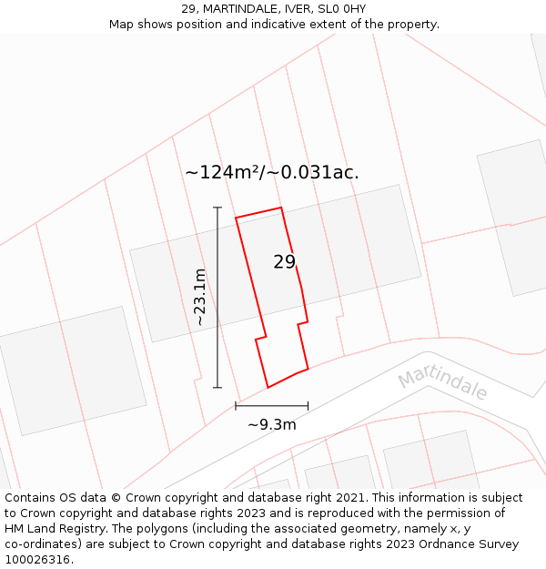 29, MARTINDALE, IVER, SL0 0HY: Plot and title map
